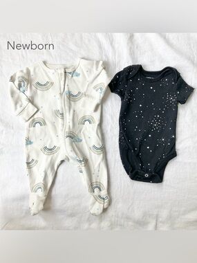 🪴5/$30 Petit Lem Newborn Baby Sleeper Star Bodysuit Lot